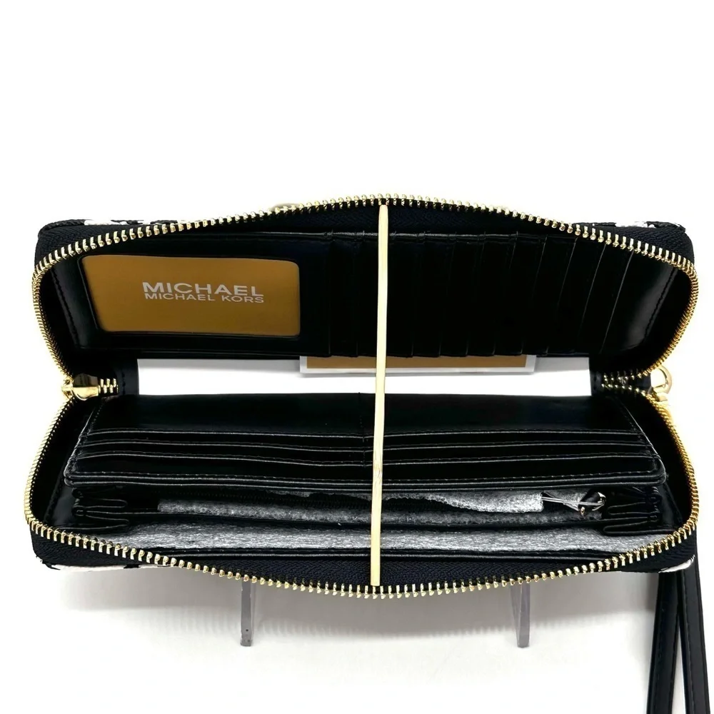 Michael Kors Large Continental Wallet Wristlet Black Multi